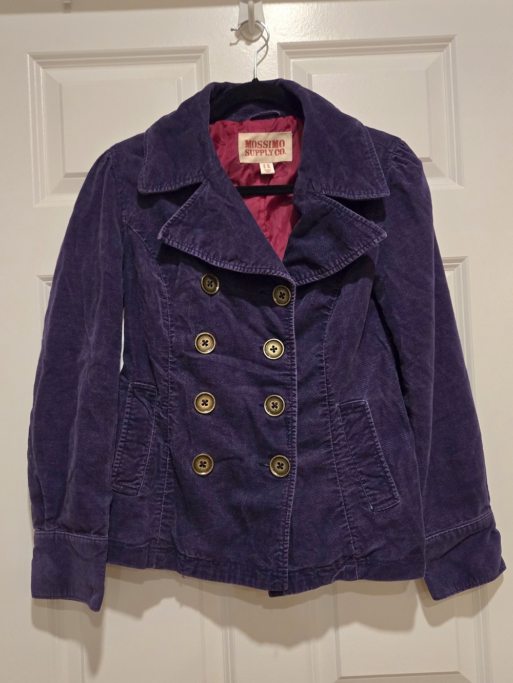 Mossimo Supply Co. Purple Double-Breasted Corduroy Peacoat - Picture 1 of 1